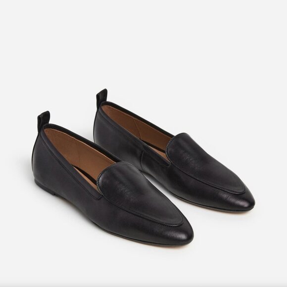 57. FLATTERED Cajsa Leather Black Flat Loafers $265 NWT Sz 38 US 8 - Picture 1 of 6